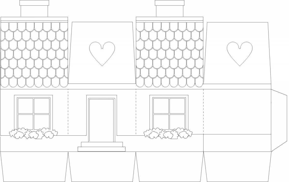 Amazing paper house coloring page