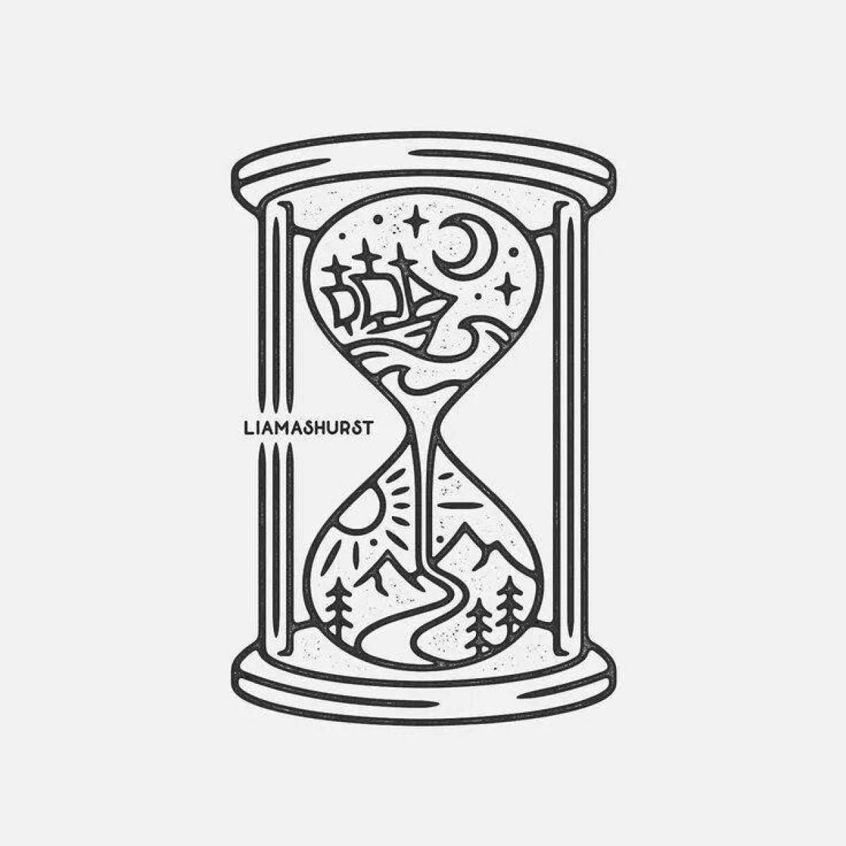Colorful hourglass coloring page