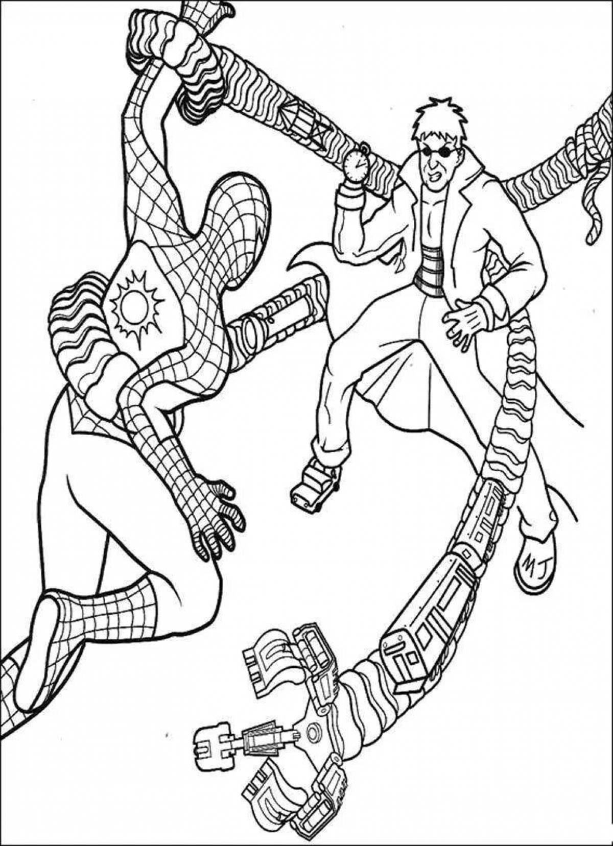 Coloring book cheerful doctor octopus