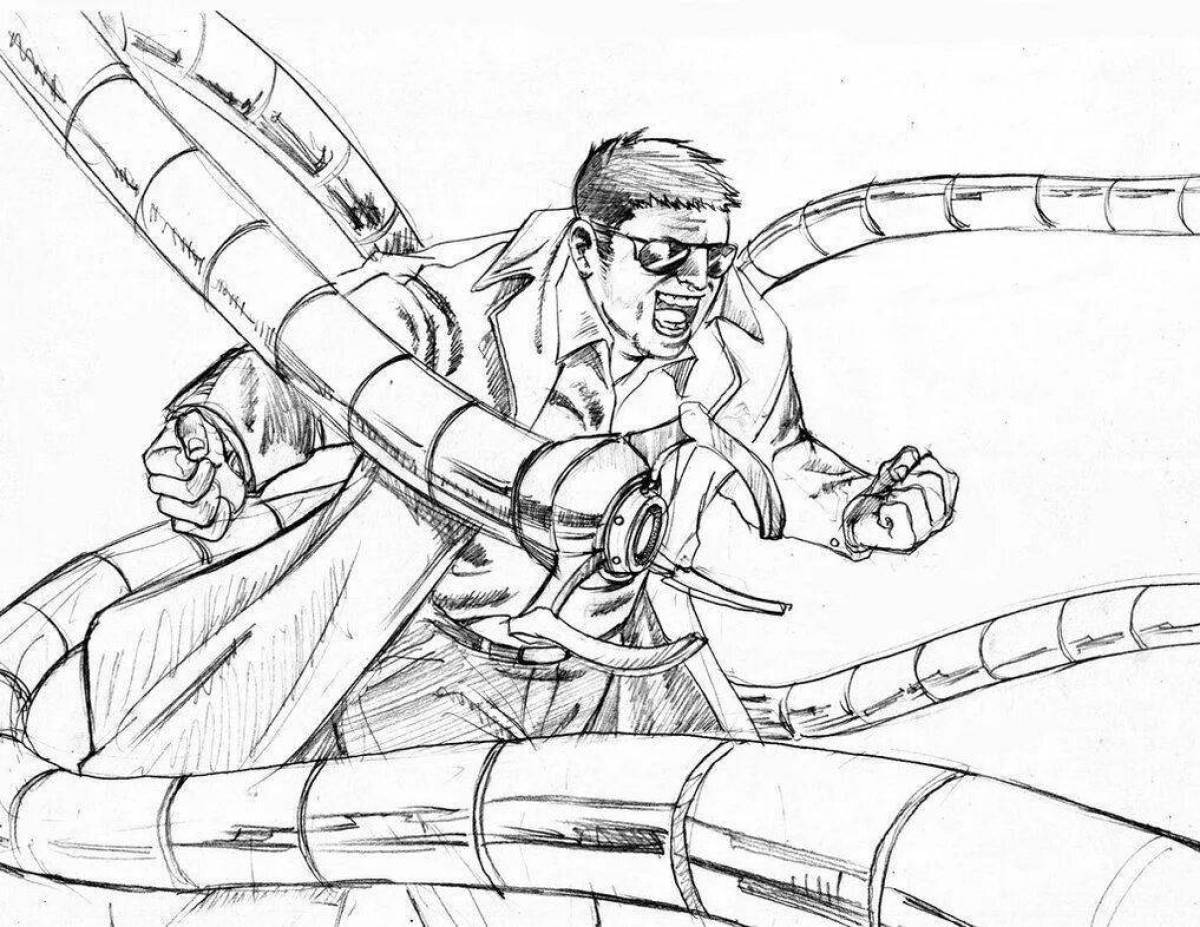Coloring page adorable doctor octopus