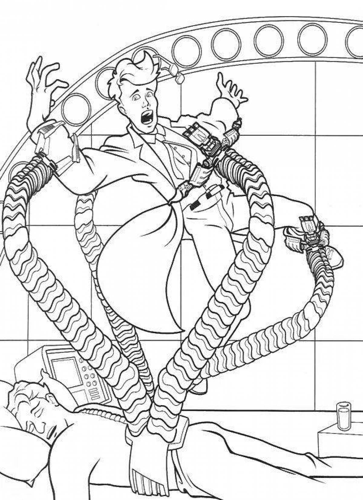 Coloring page stylish doctor octopus
