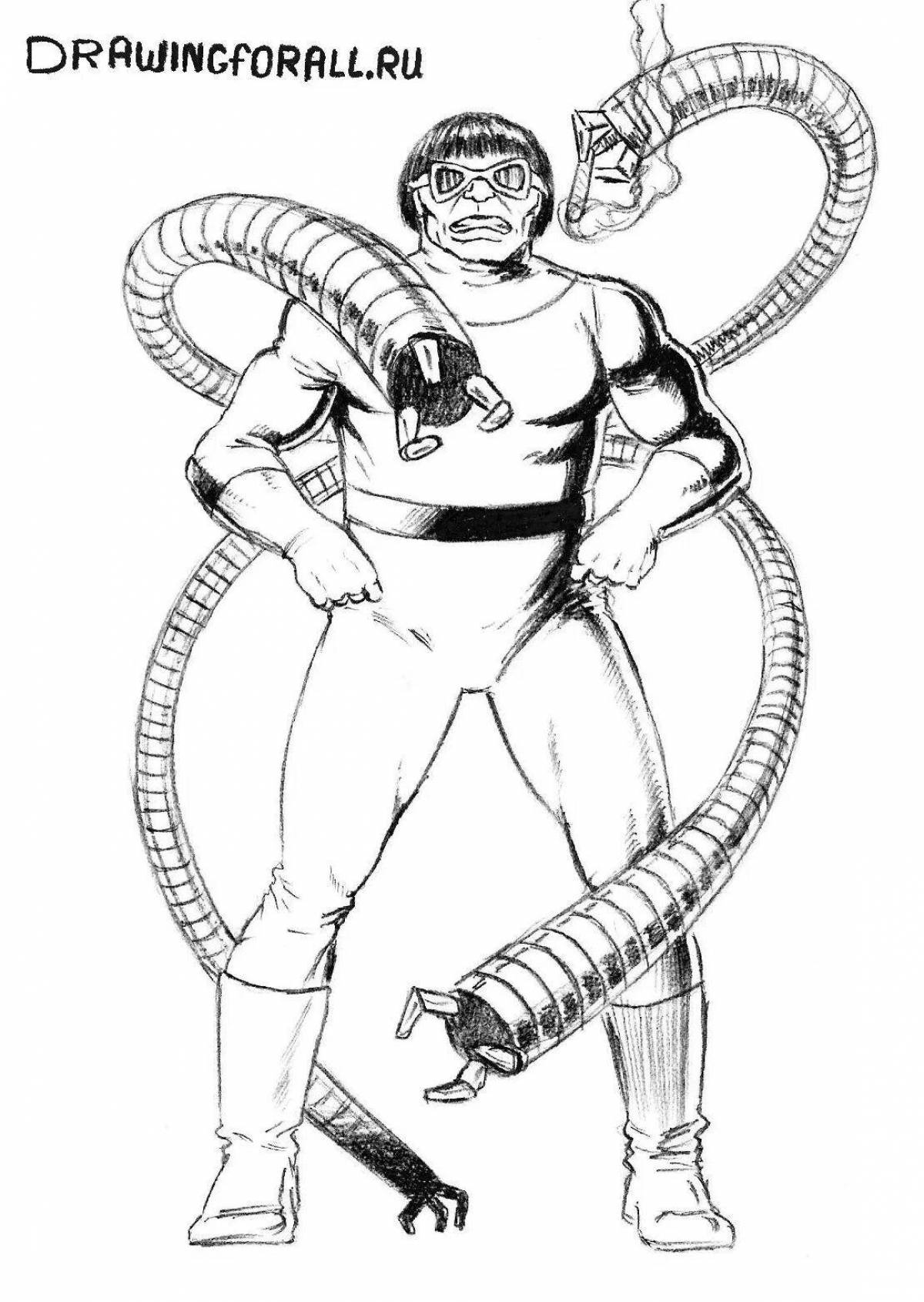Coloring book shining doctor octopus