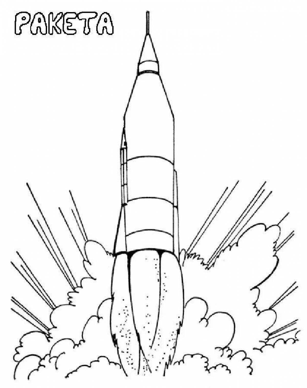 Colorful rocket coloring page