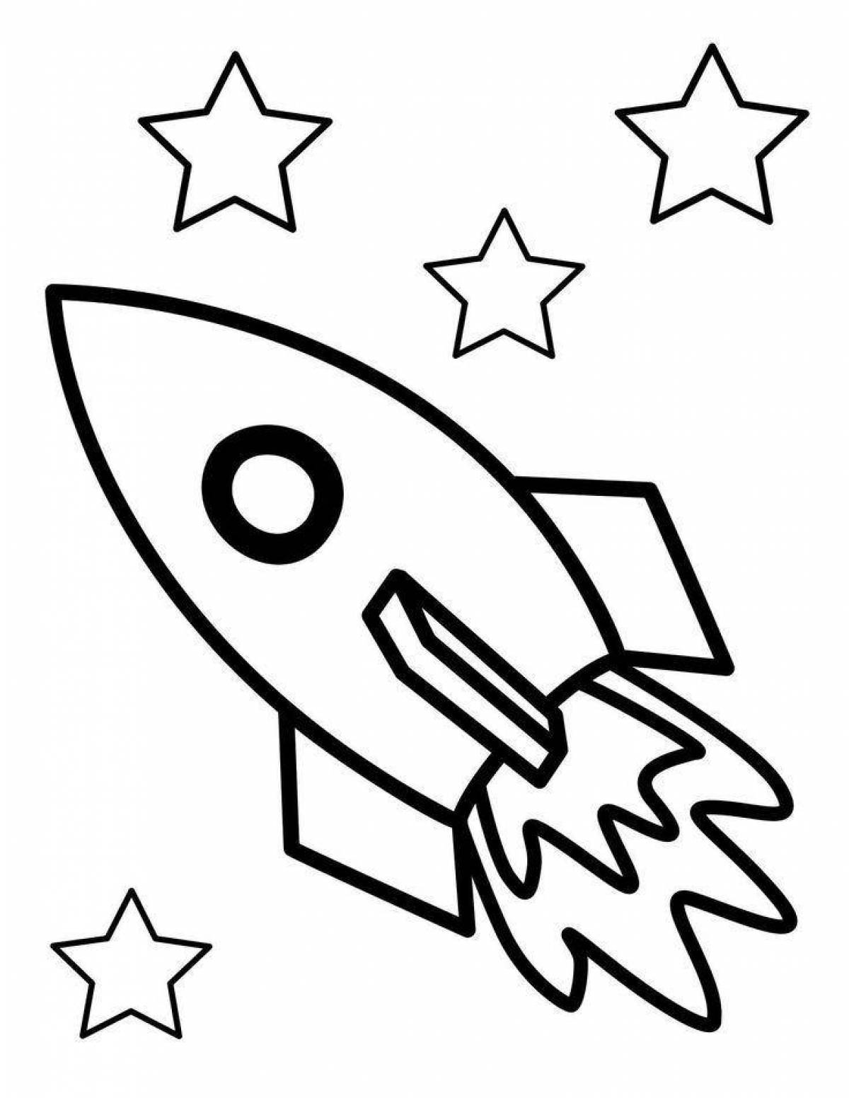 Playful rocket coloring page