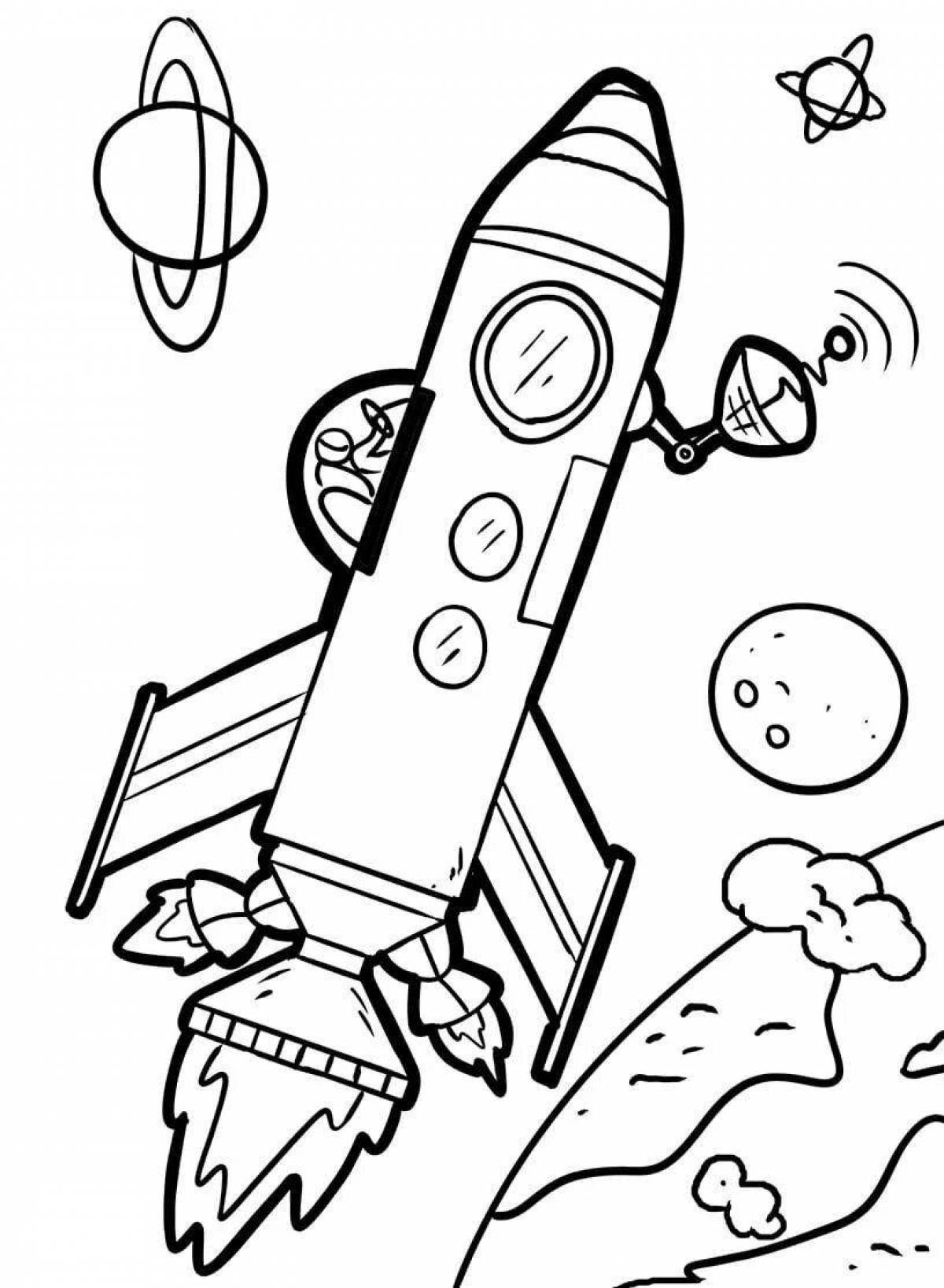Fun rocket coloring page