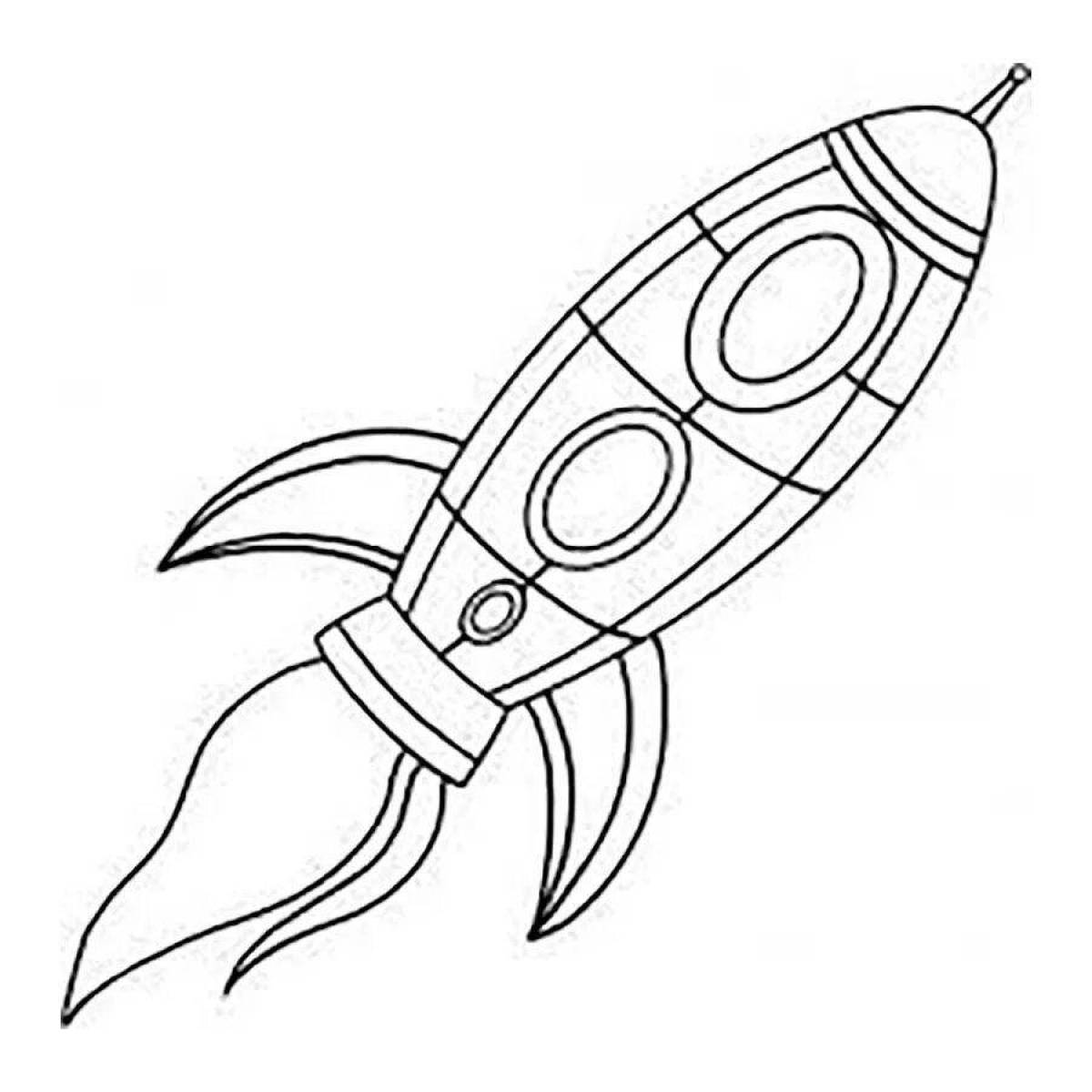 Glitter rocket coloring page