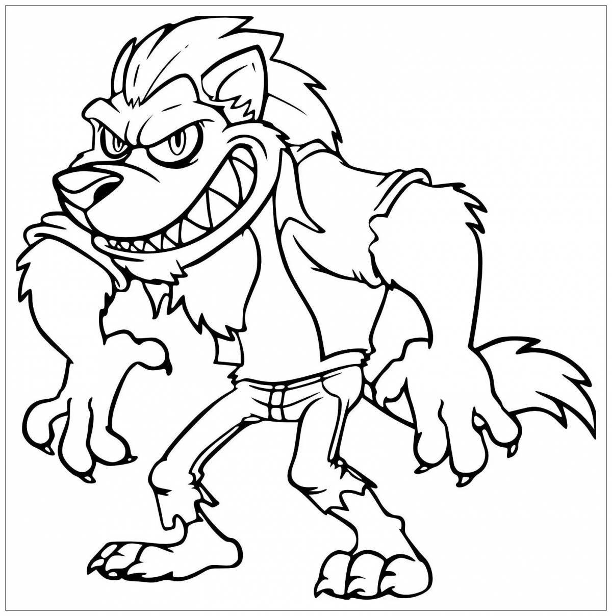 Frightening Angry Wolf Coloring Page