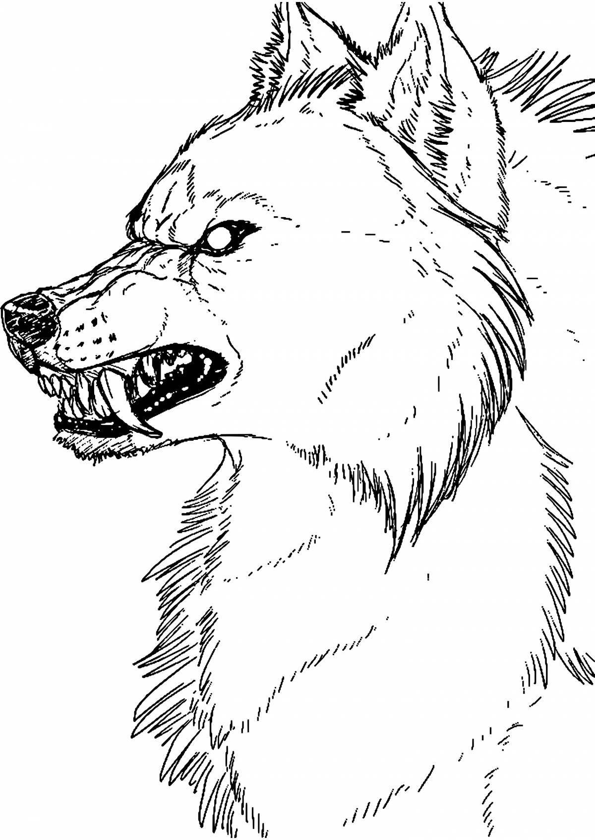 Angry bad wolf coloring page