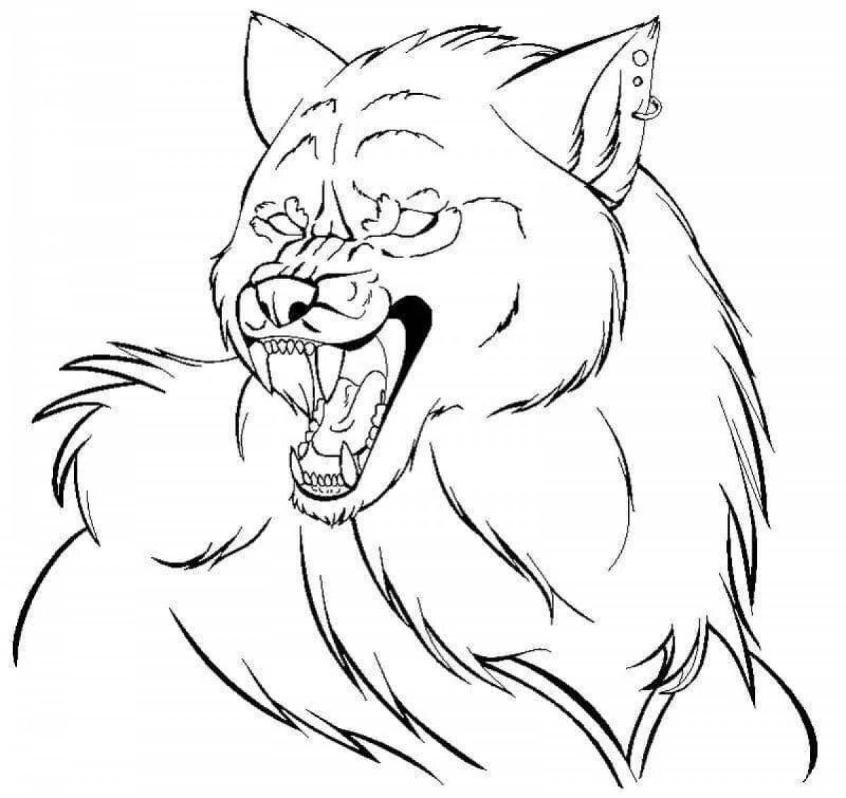 Aggressive bad wolf coloring page