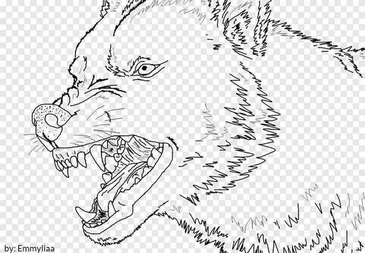 Terrifying bad wolf coloring page