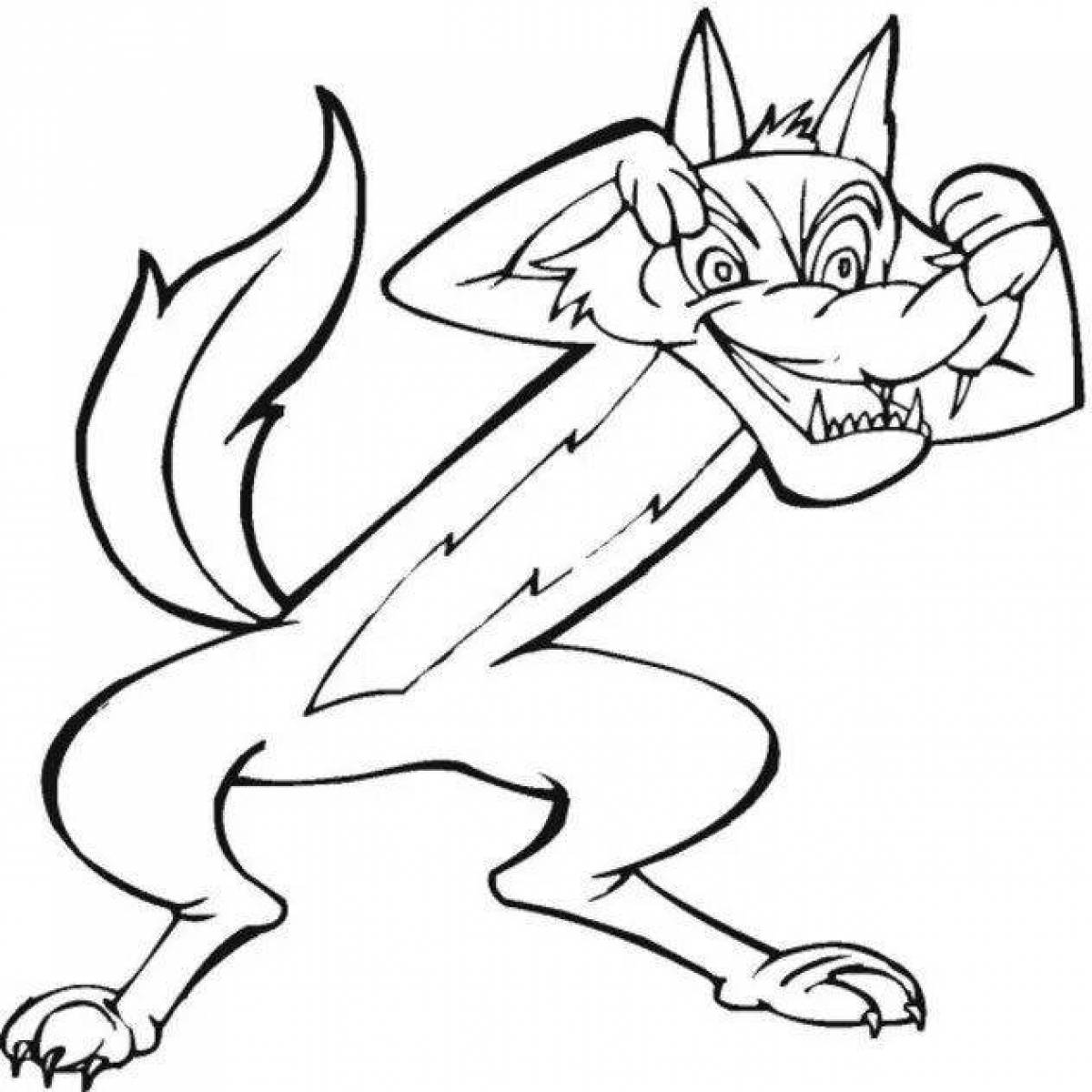 Coloring page shocking angry wolf