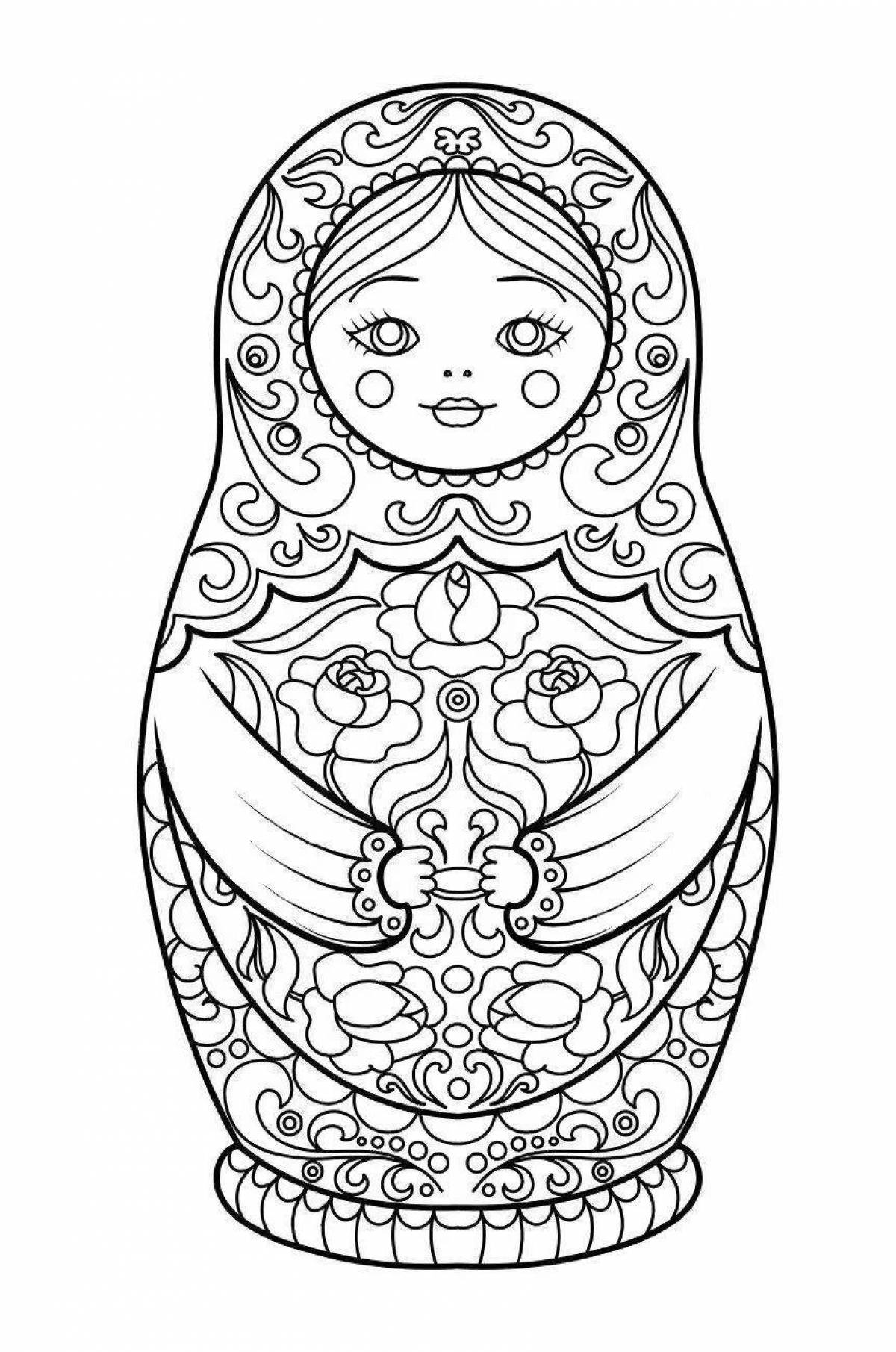 Coloring funny Khokhloma matryoshka