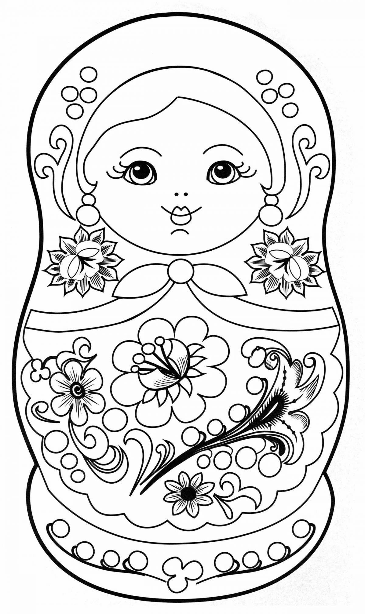 Coloring Gorgeous Khokhloma Matryoshka