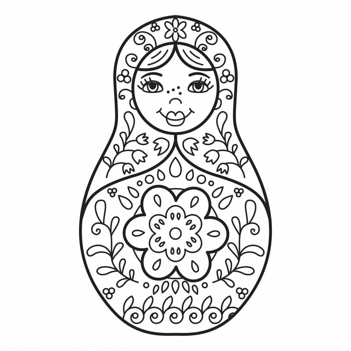 Coloring witty Khokhloma matryoshka