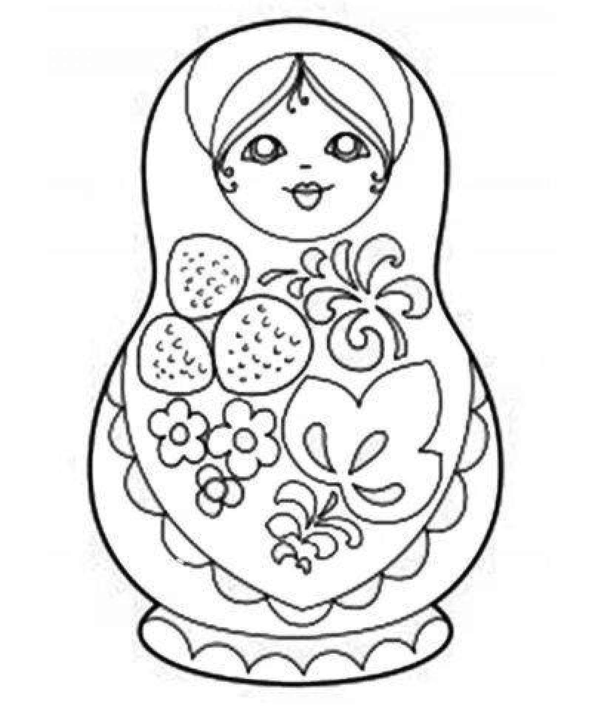 Coloring friendly Khokhloma matryoshka