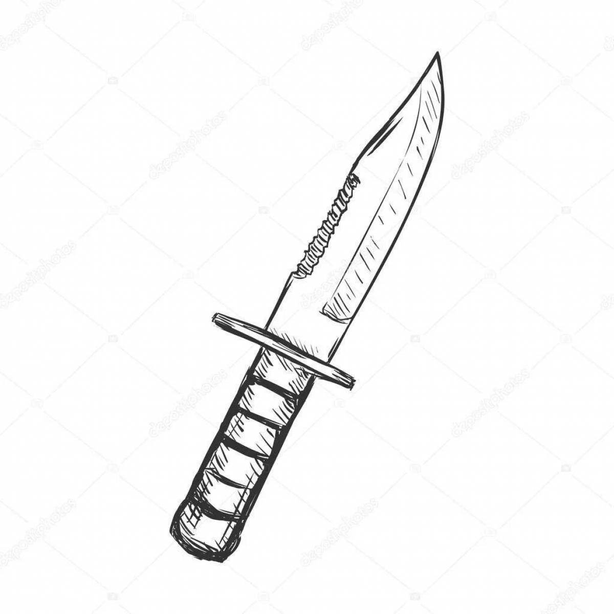 Яркая страница раскраски ножа m9