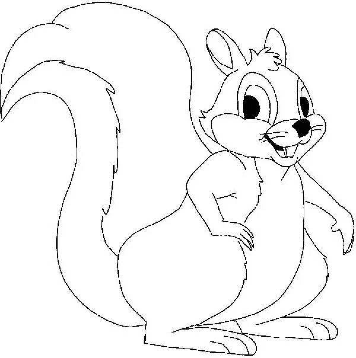 Coloring book playful squirrel