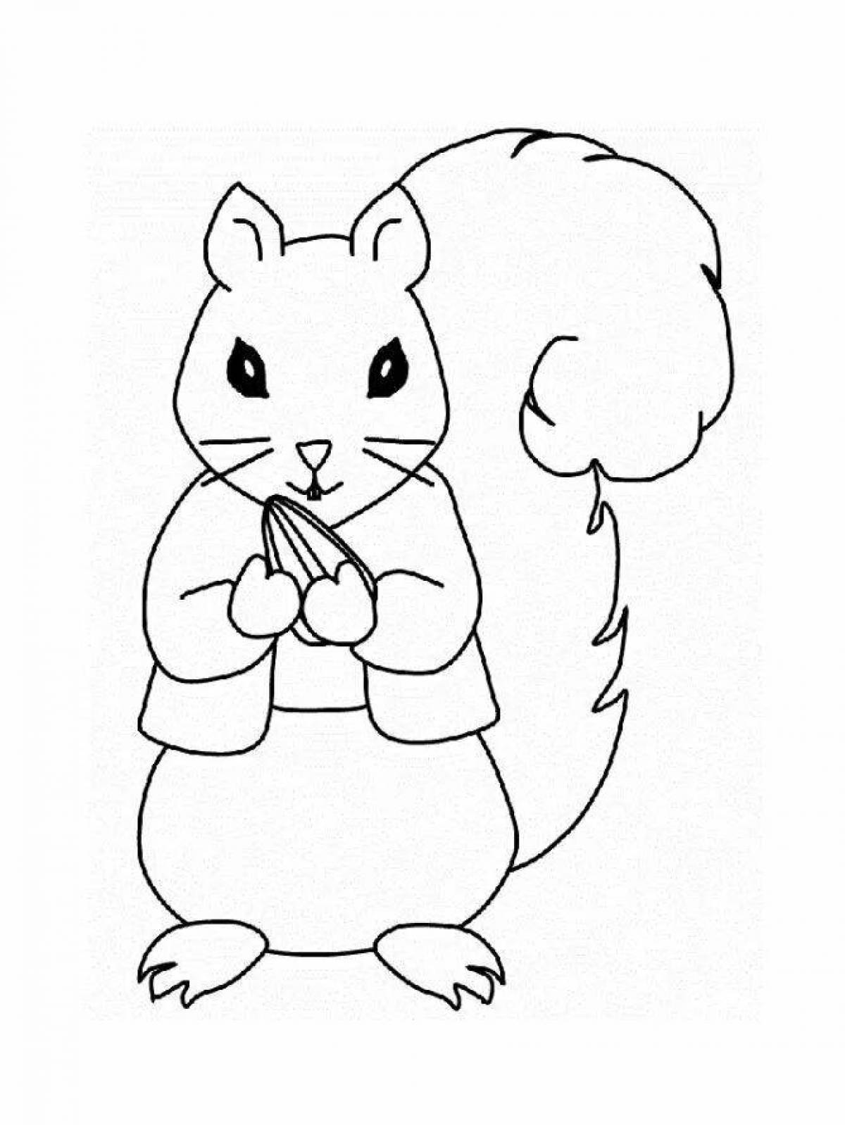 Smiling squirrel coloring page