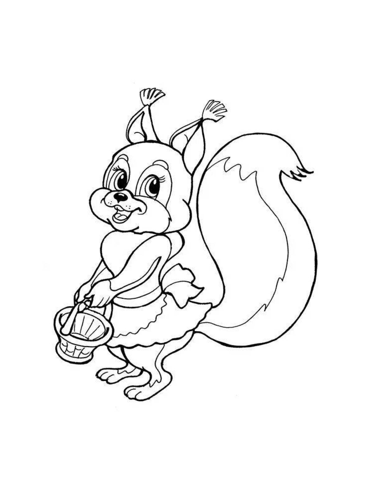 Happy squirrel coloring page