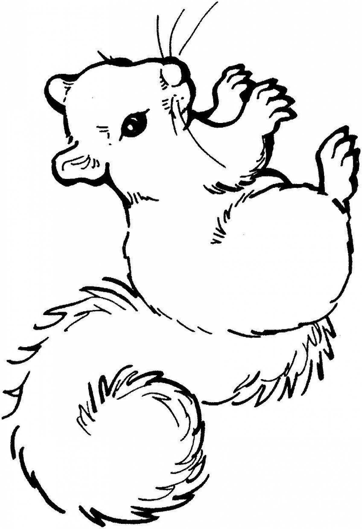 Coloring page fluttering squirrel