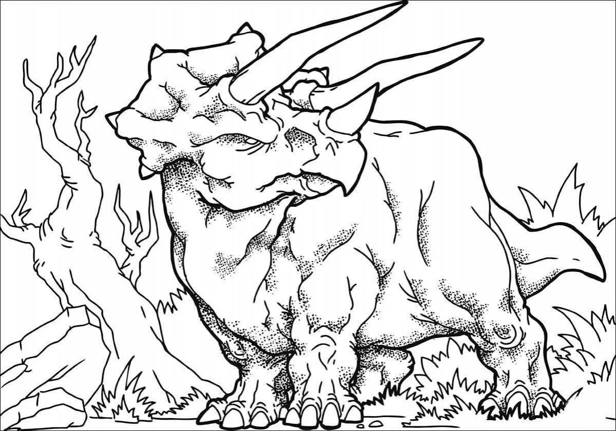 Coloring page playful dinosaur triceratops