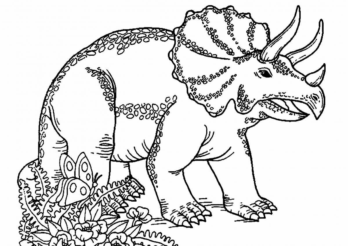 Coloring book exotic triceratops dinosaur