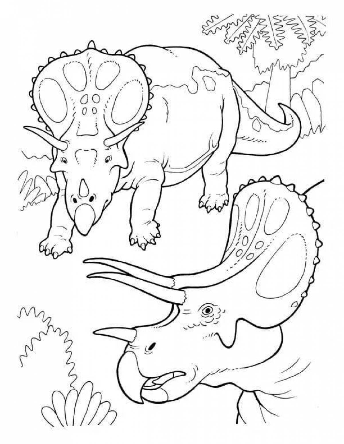 Раскраска очаровательный трицератопс динозавр