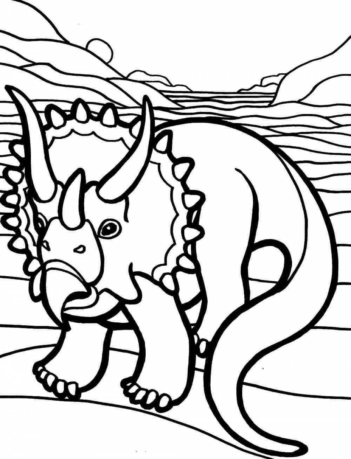 Coloring book shining triceratops dinosaur