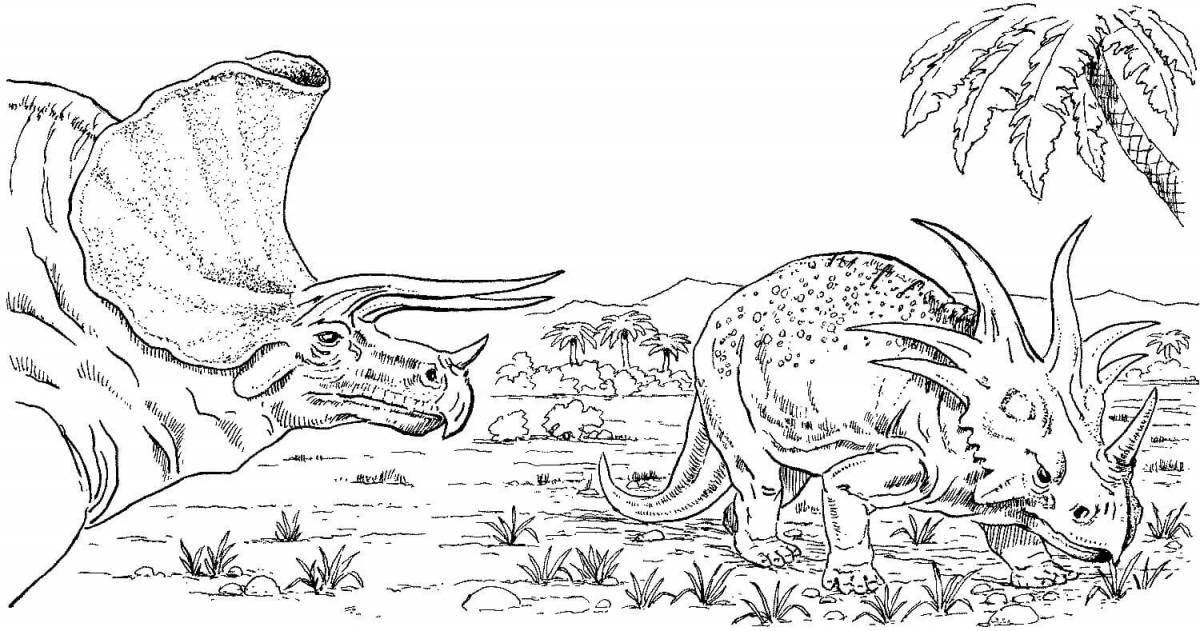 Анимированная страница раскраски динозавров трицератопс