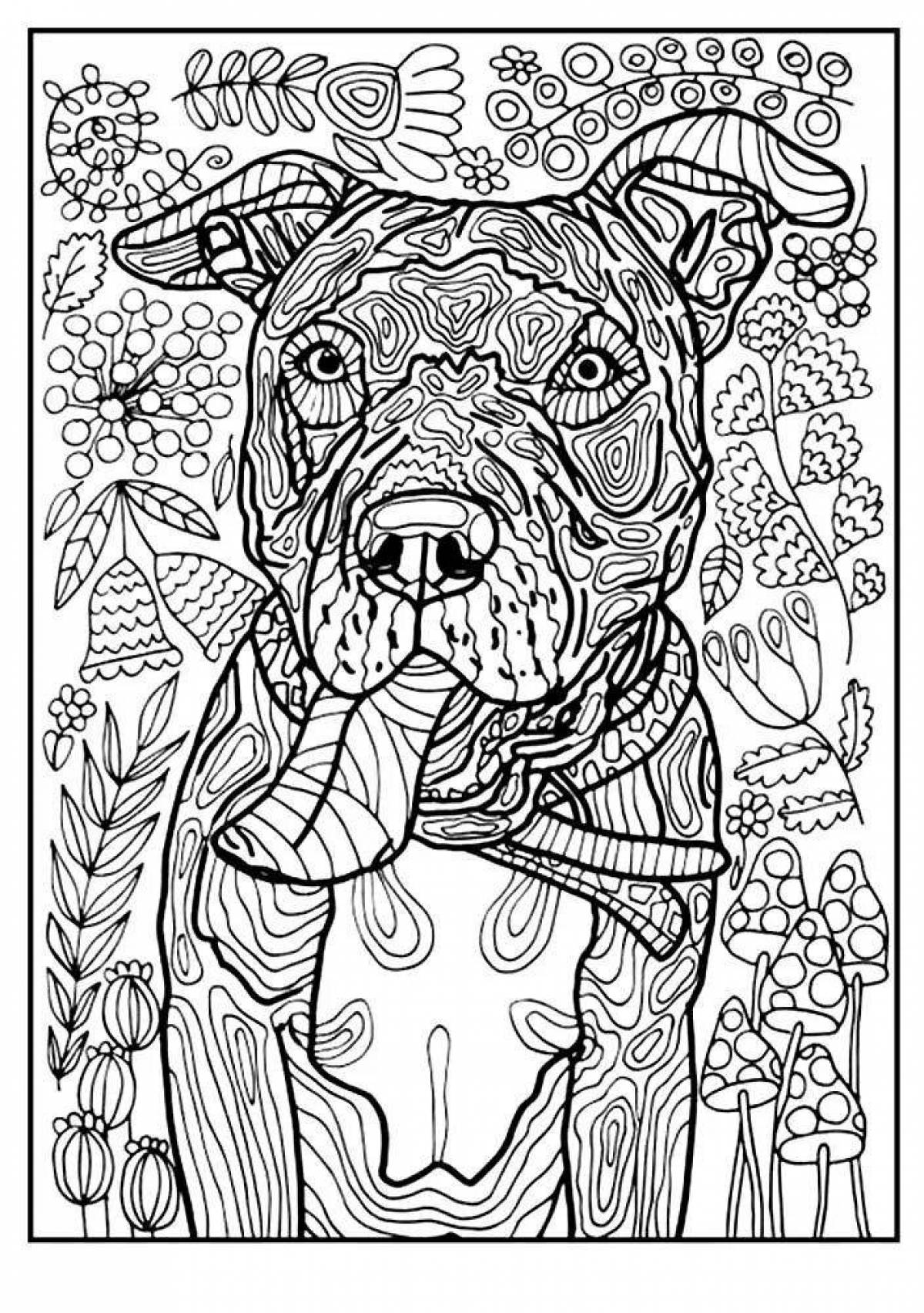 Friendly dog ​​coloring pages for adults