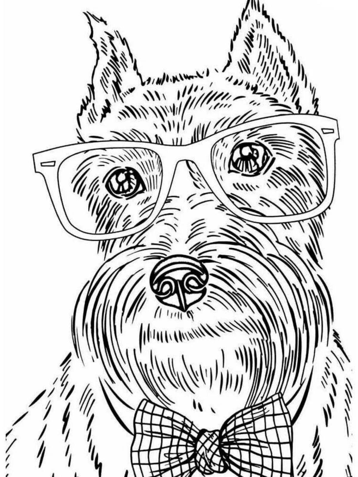 Energetic coloring pages of dogs for adults