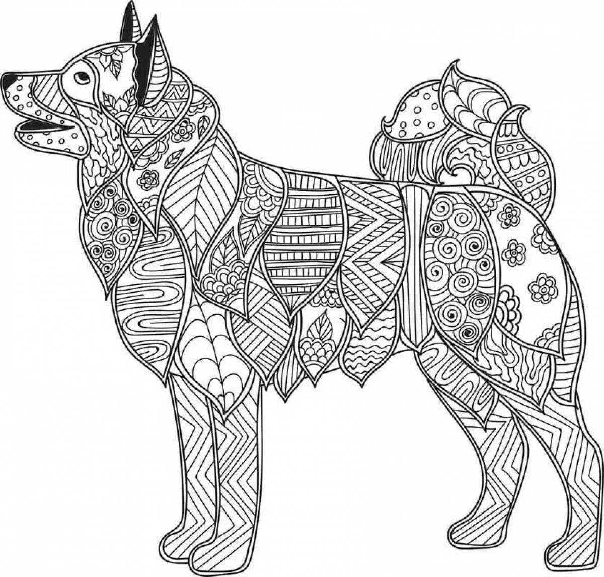 Happy dogs coloring pages for adults