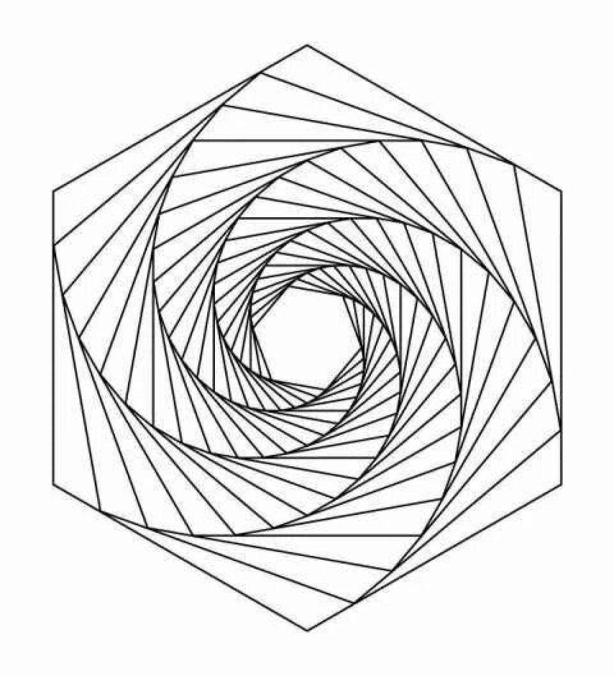 Create coloring page bright round spiral
