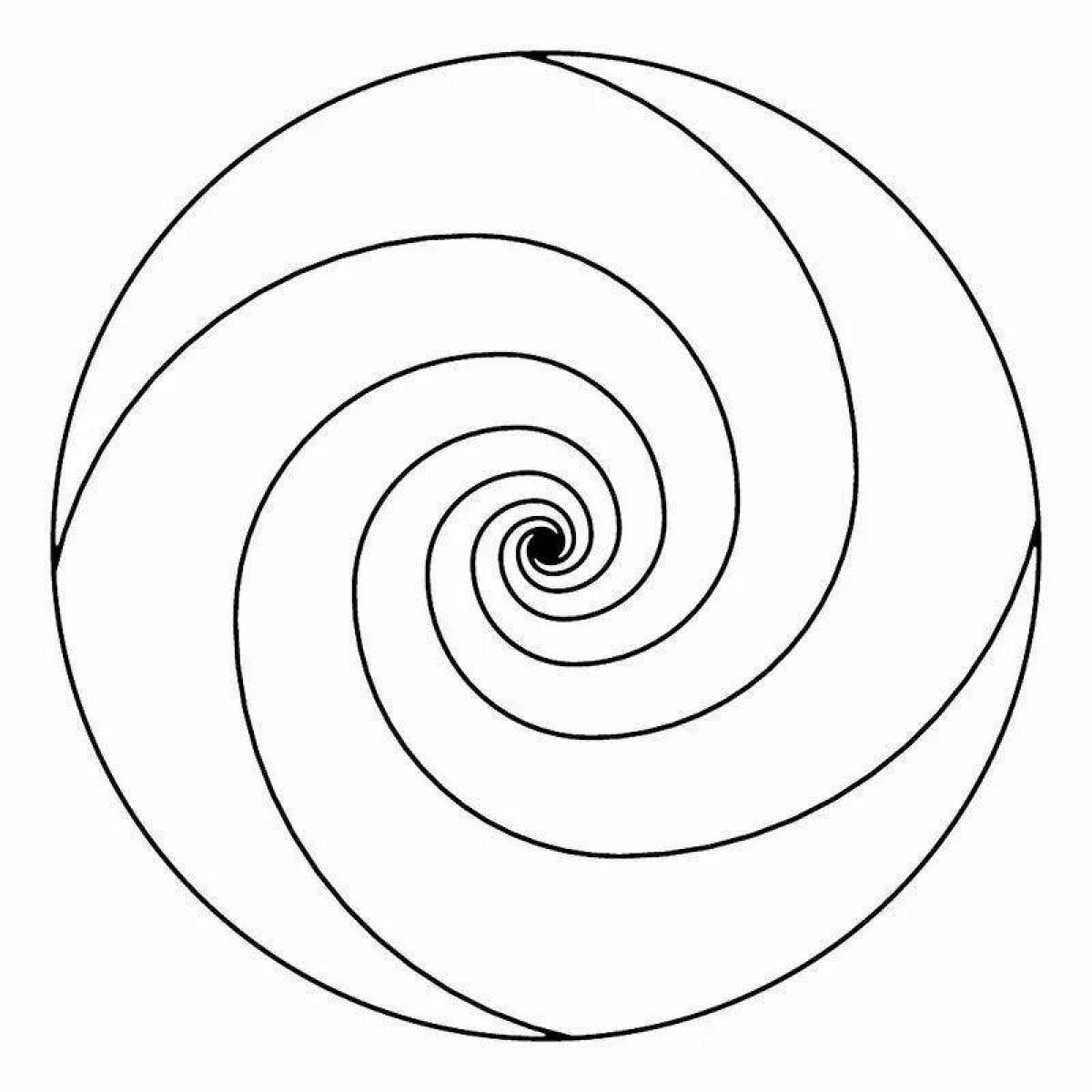 Радостная круговая спираль создать раскраску