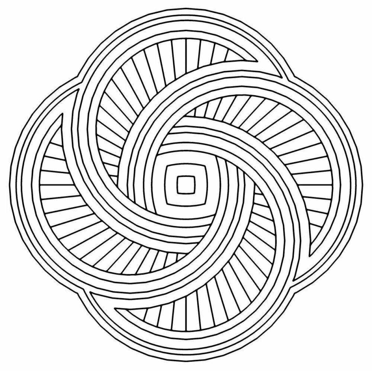 Create a coloring page with a playful circular spiral