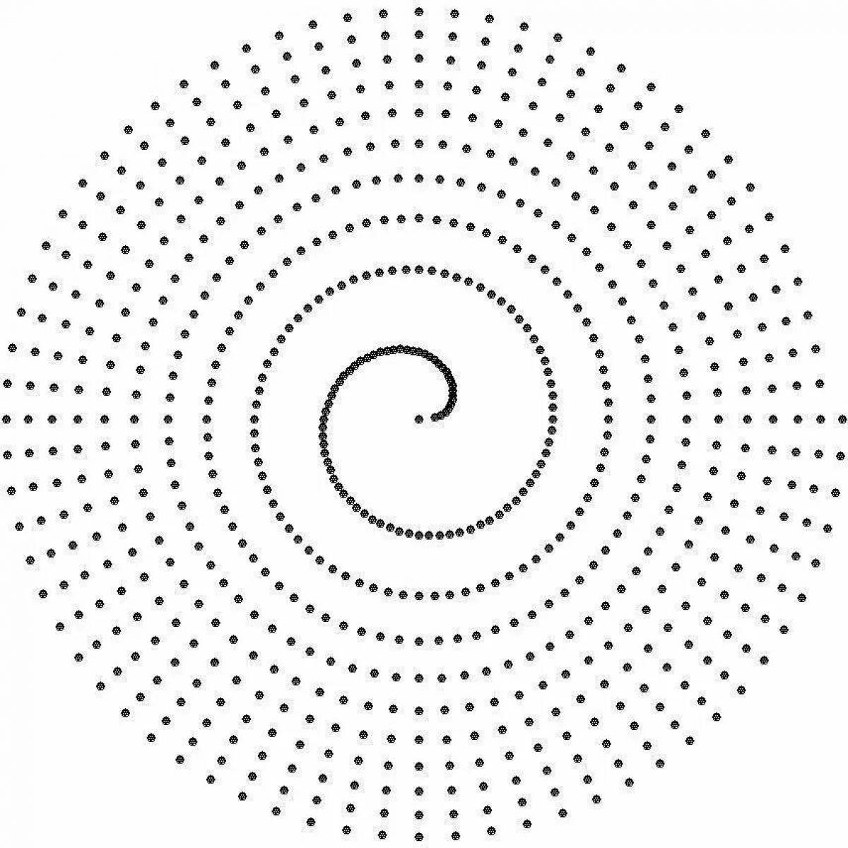 Colour-filled circular spiral to create a coloring page