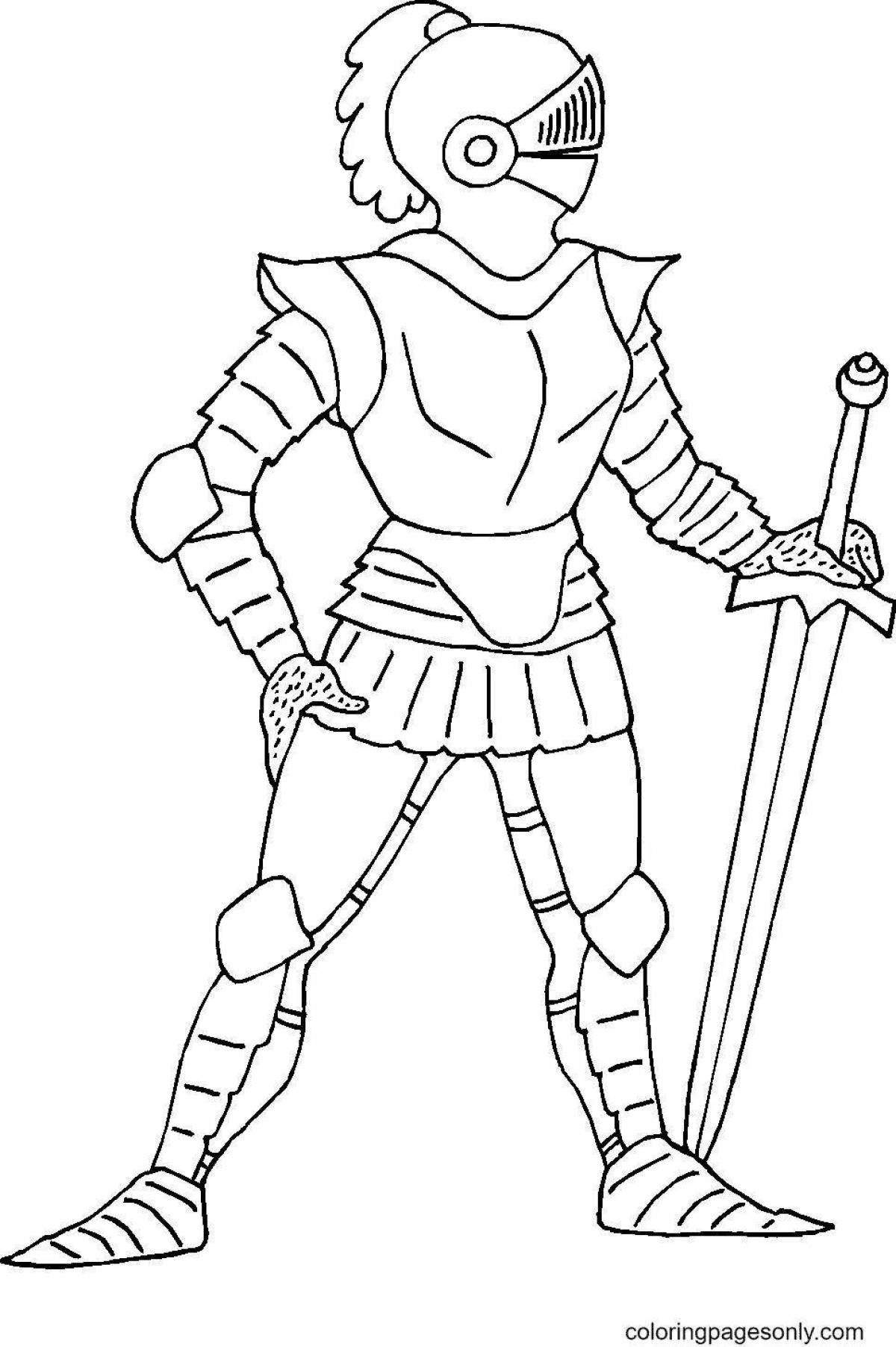 Large coloring book knight for kids
