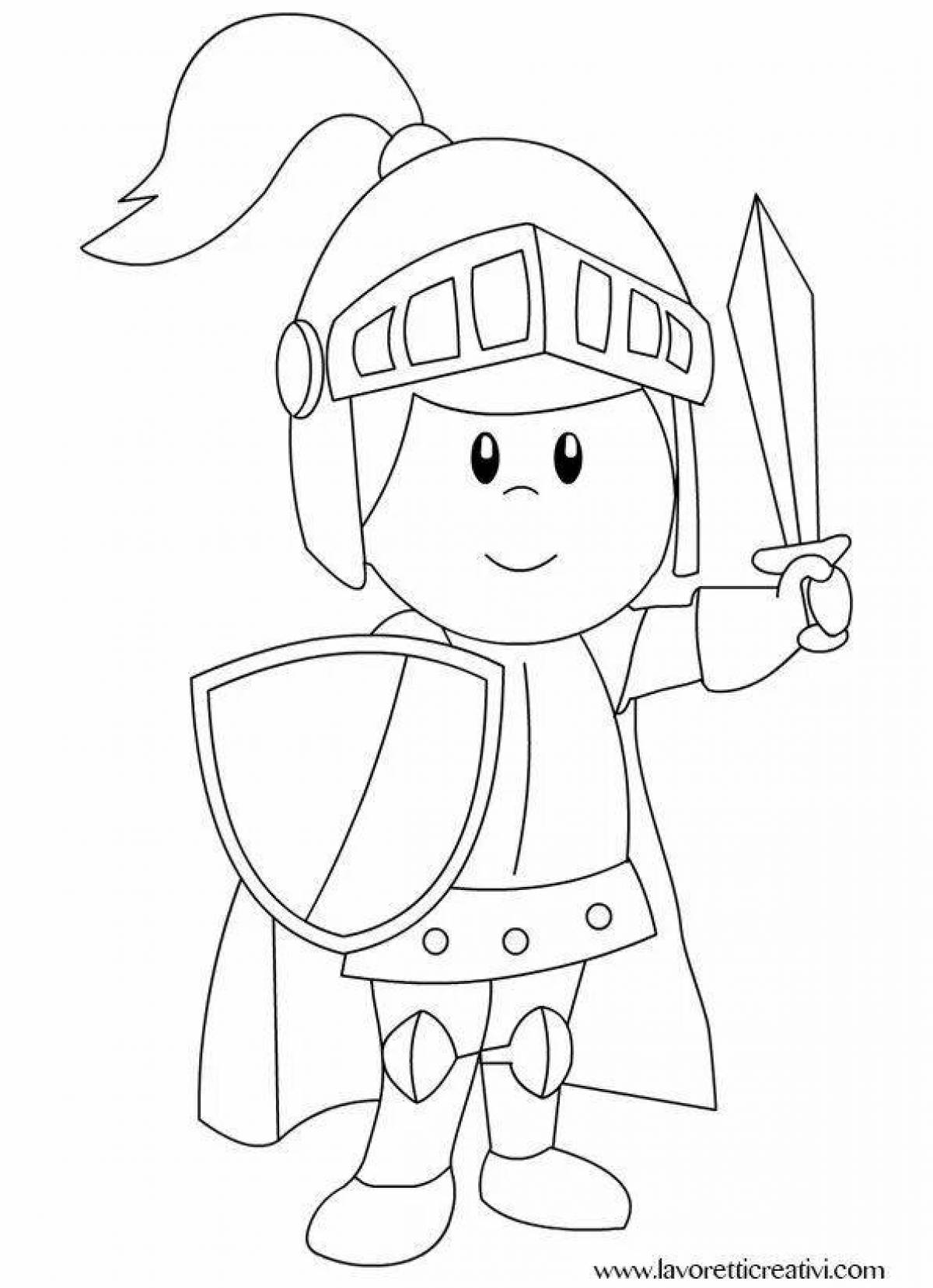 Благородный рыцарь-раскраска для детей