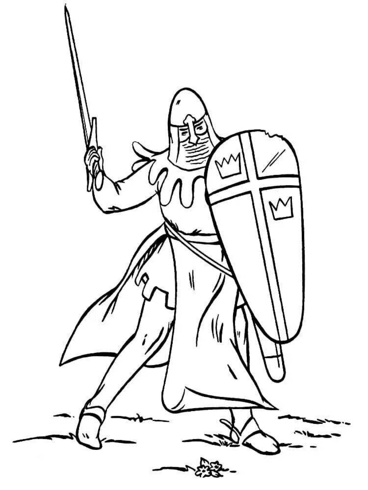 Heroic knight coloring book for kids