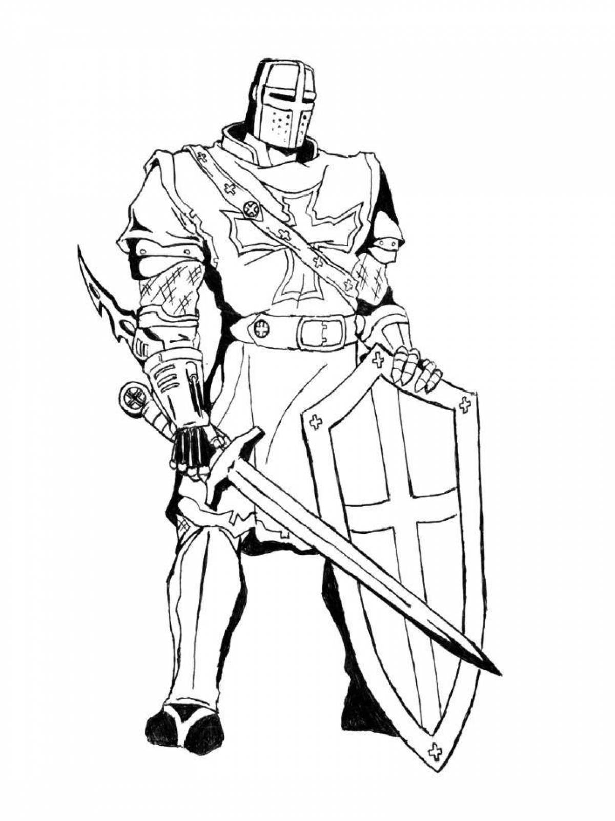 Illustrative coloring knight for children