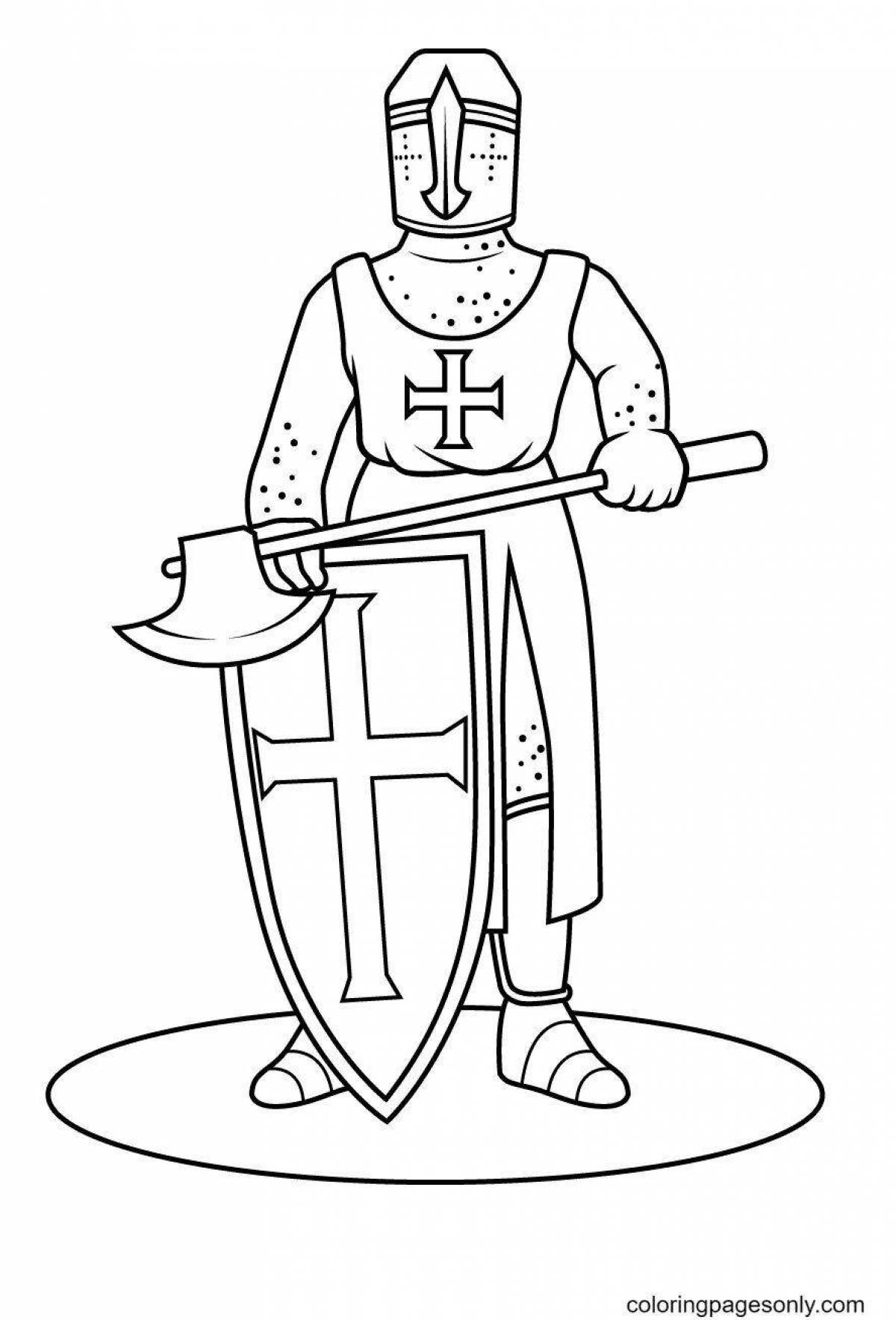 Ornate knight coloring book for kids