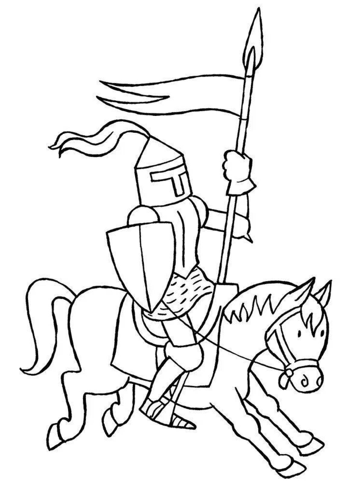 Gold-plated knight coloring book for children
