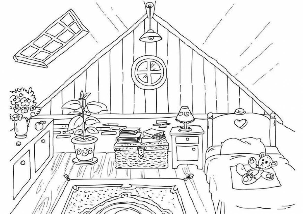 Adorable girl's room coloring page