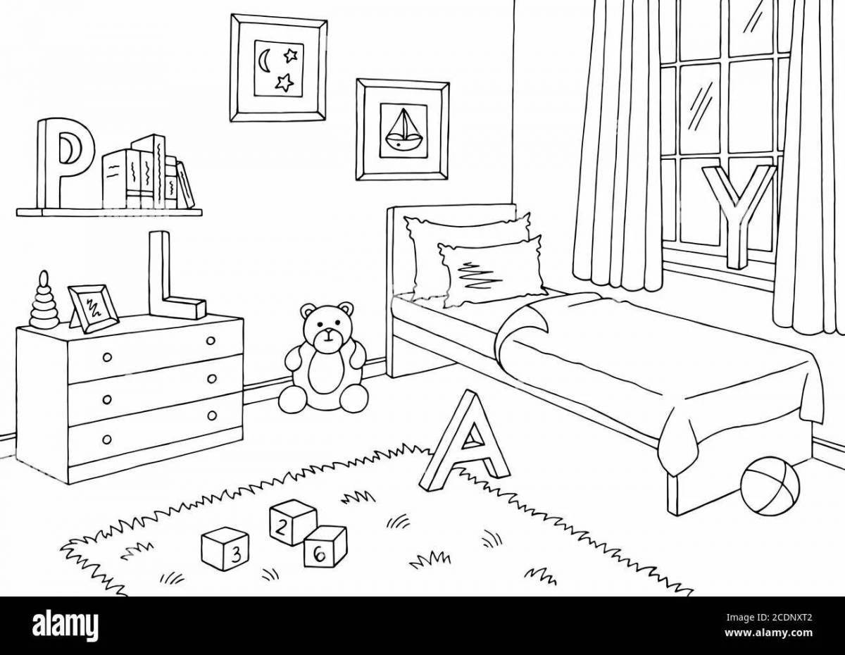 Fairy girl room coloring page