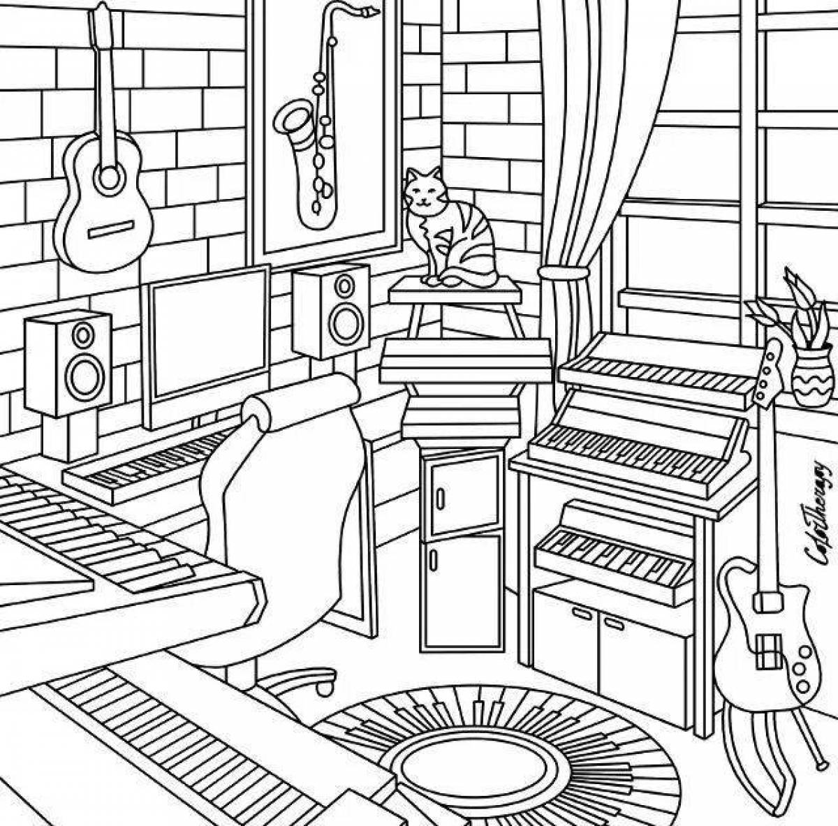 Majestic girl's room coloring page