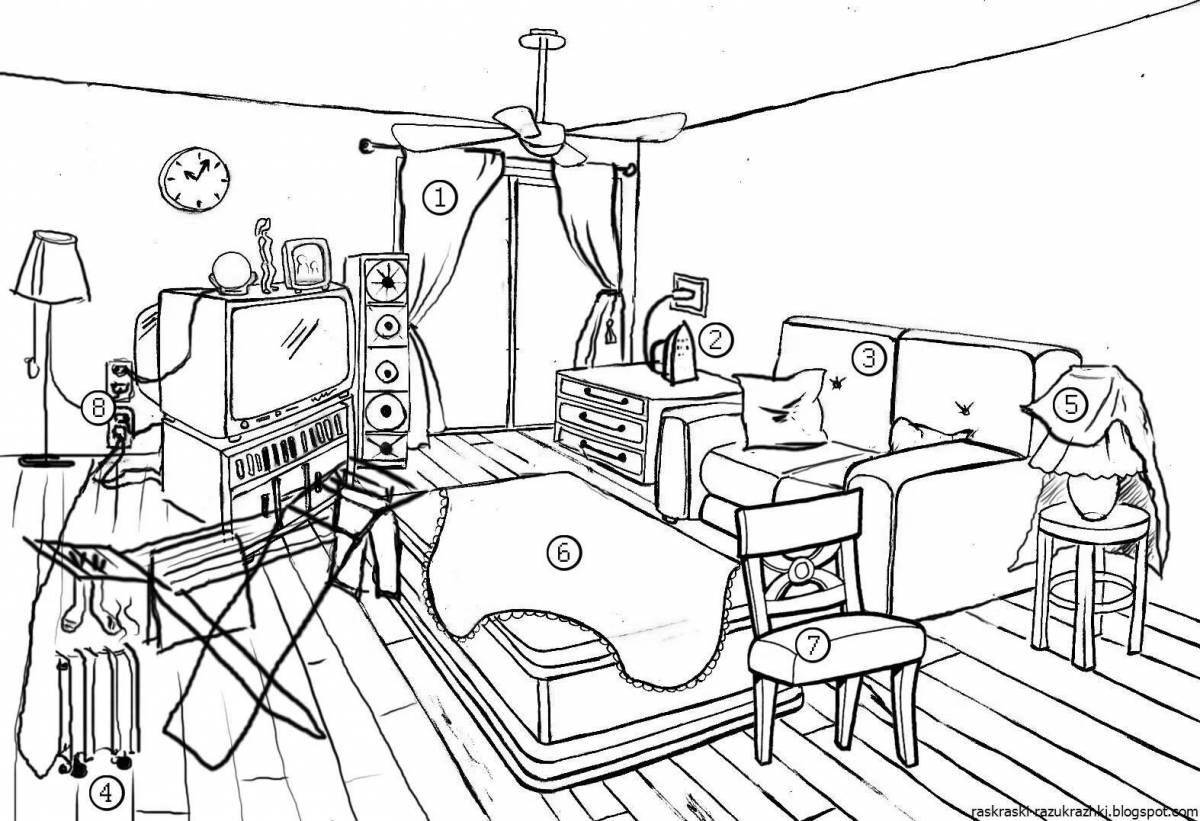 Coloring page exquisite girl's room