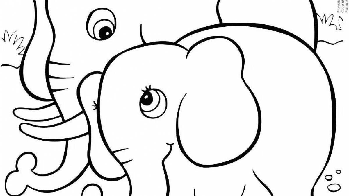 Delightful coloring elephant and girl