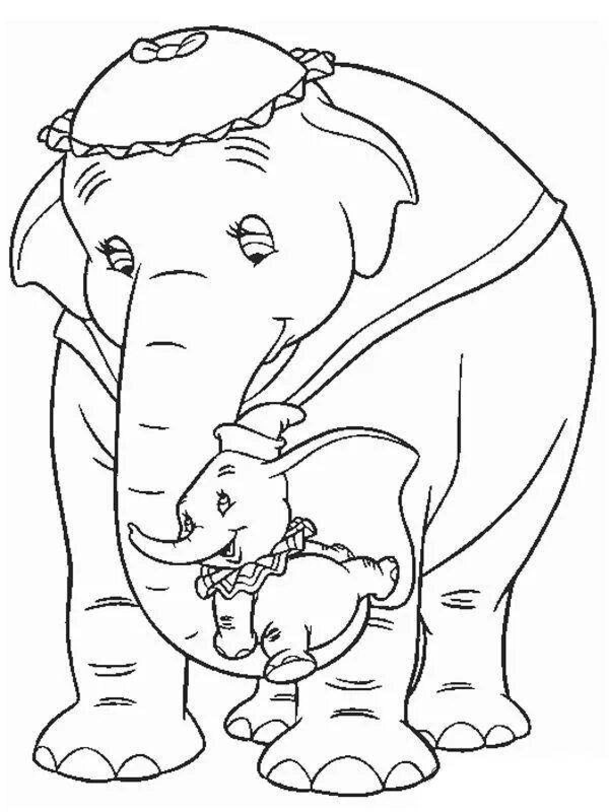 Bright coloring elephant and girl