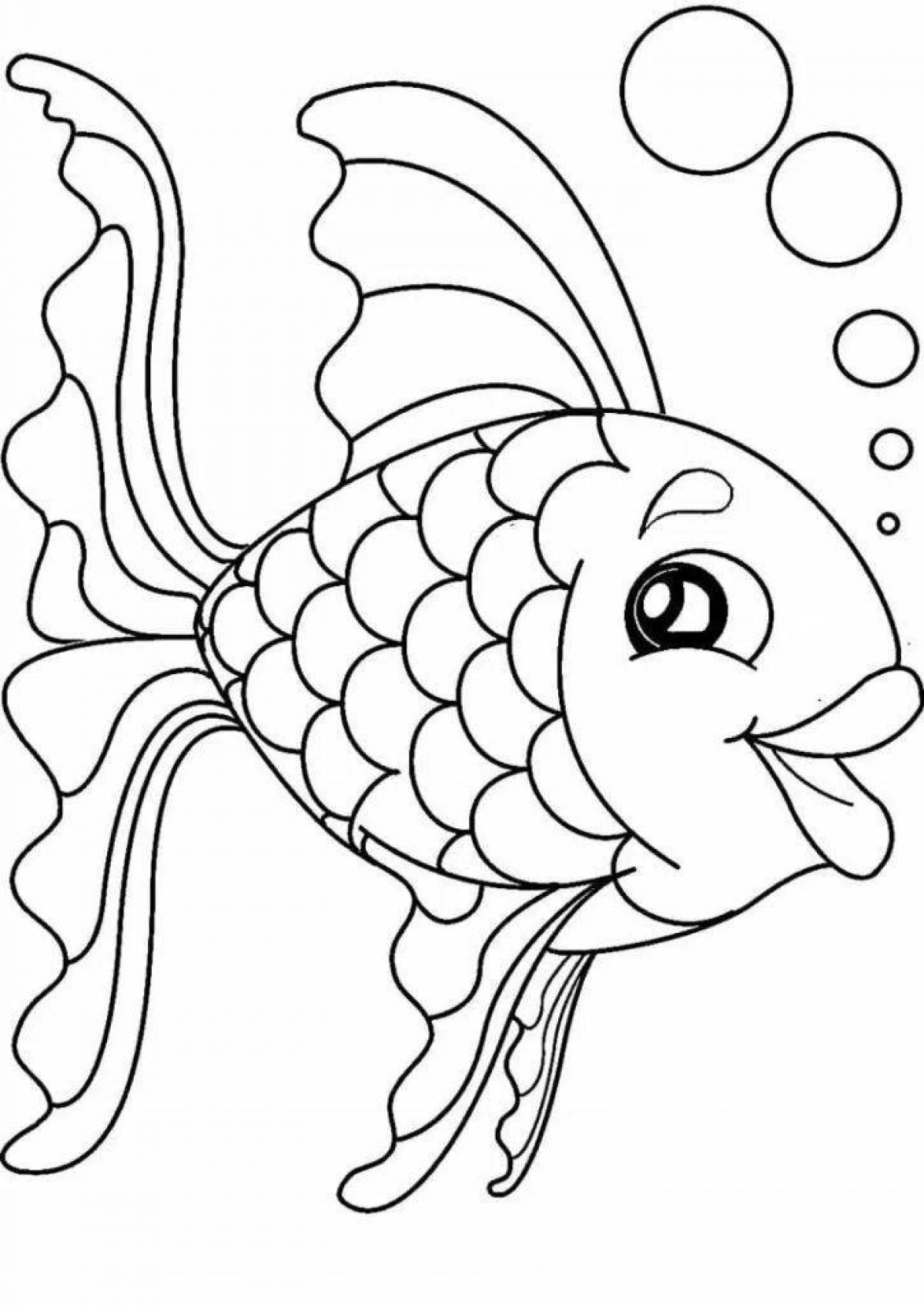Playful drawing of a goldfish
