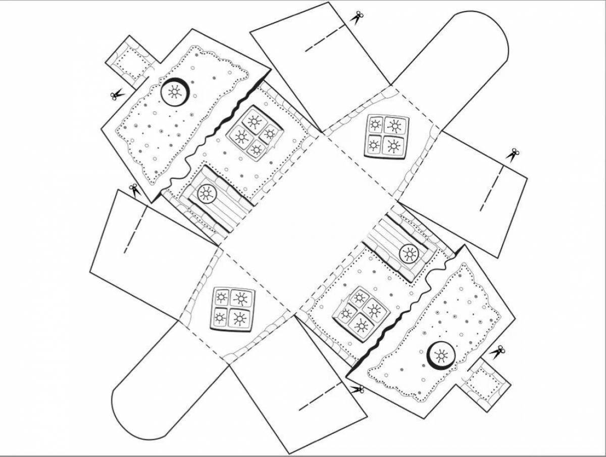 Выкройка домика из бумаги